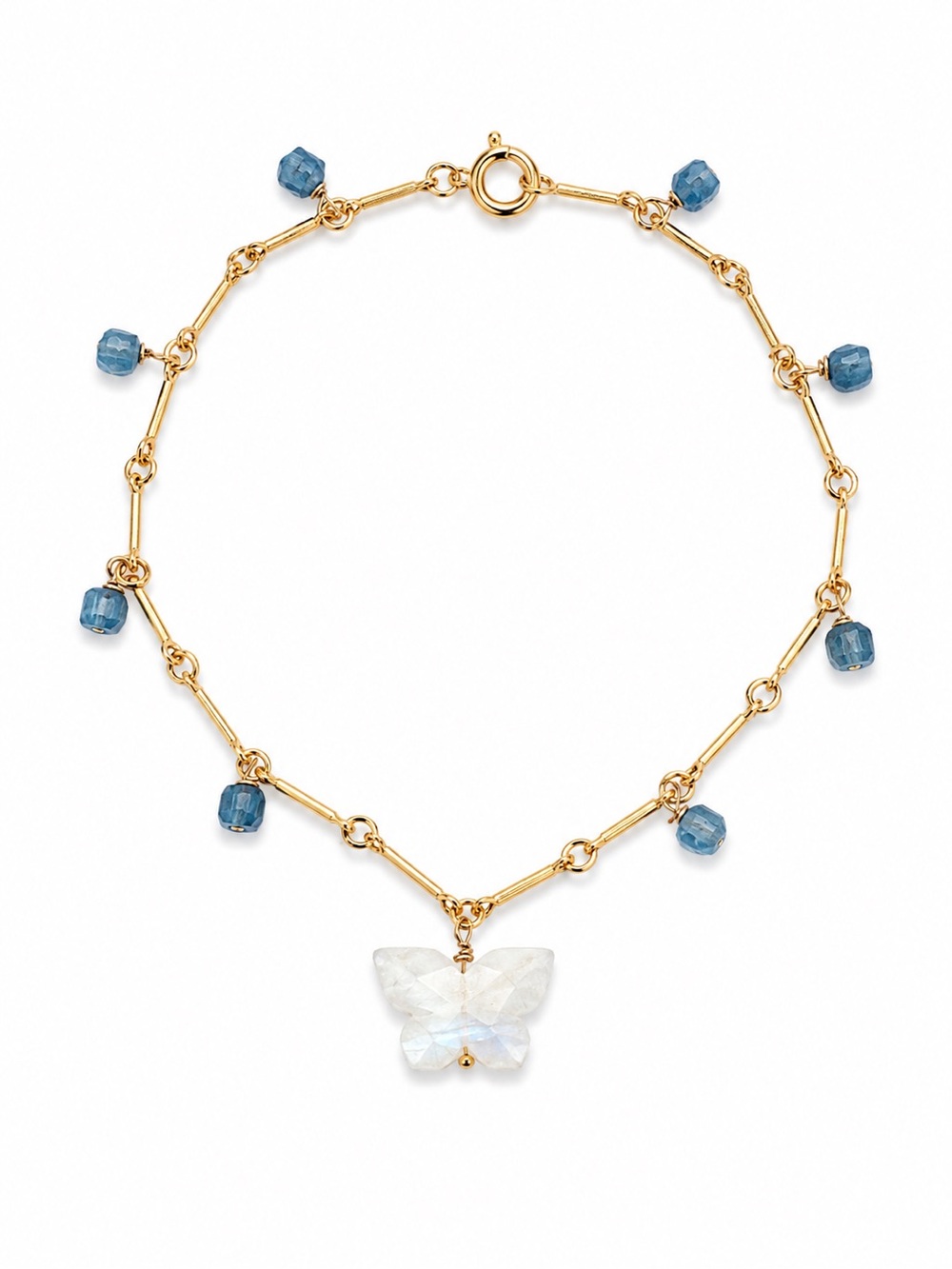 B3 Moonstone Butterfly and Aquamarine Bracelet